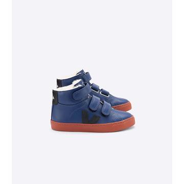 Veja ESPLAR MID FURED LEATHER Hoog Kinderen Blauw | NL 689MQZ